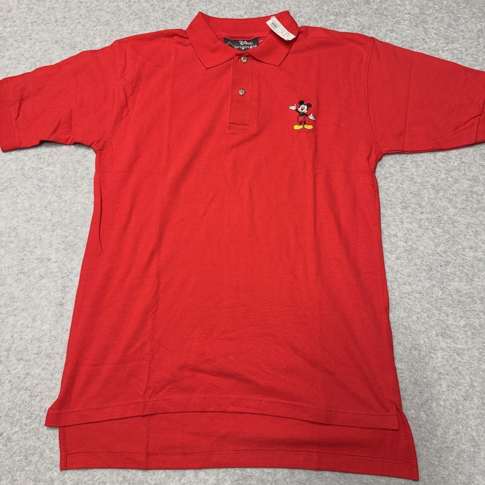 Vintage Disney Originals Polo Shirt Mens Large Red Mickey Mouse Cotton Casual